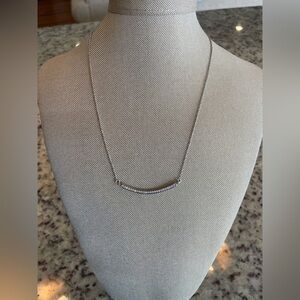 Banana republic, silver, and rhinestone bar necklace